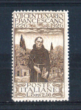1926 - LOTTO/REG197N - REGNO - 5+2,50 LIRE S. FRANCESCO - NUOVO