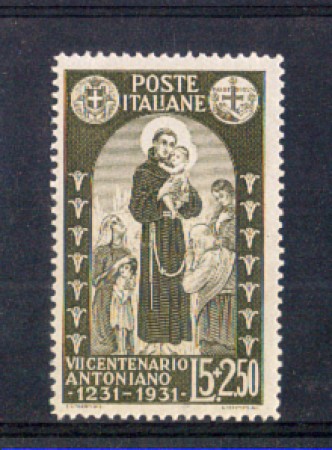 1931 - LOTTO/REG298LA - REGNO - 5+2,50 L.  S. ANTONIO - LING.