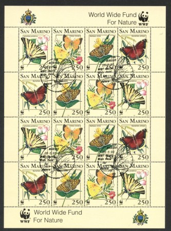 1993 - SAN MARINO - LOTTO/42980 - FARFALLE 4v. - MIIFOGLIO DI 4 SERIE -  USATO