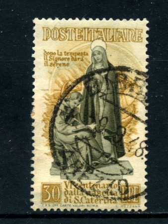 1948 - REPUBBLICA - 30 LIRE S. CATERINA - USATO - LOTTO/18700B