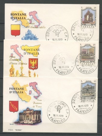 1973 - REPUBBLICA - FONTANE D'ITALIA - 3 BUSTE FDC ROMA - LOTTO/27531