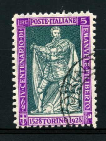 1928 - LOTTO/11634 - REGNO - 5 LIRE EMANUELE FILIBERTO - USATO