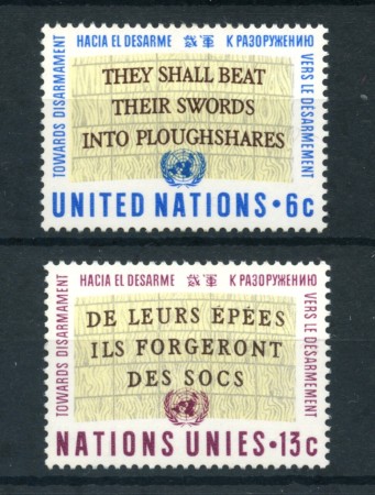 1967 - LOTTO/21380 - ONU U.S.A - CAMPAGNA DISARMO 2v. - NUOVI