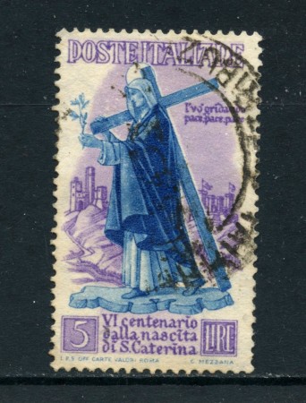 1948 - REPUBBLICA - 5 LIRE S. CATERINA - USATO - LOTTO/25223
