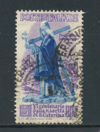 1948 - REPUBBLICA - 5 LIRE S. CATERINA - USATO - LOTTO/25223B