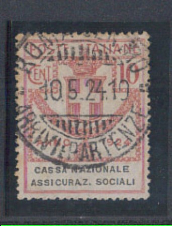 1924 - LOTTO/REGSS25U - REGNO - 10c. CASSA ASSIC. SOCIALI - USAT
