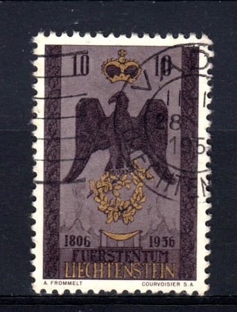 1956 - LIECHTENSTEIN - 10r. ANNIVERSARIO SOVRANITA' - USATO - LOTTO/32118