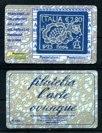 2004 - LOTTO/20929 - REPUBBLICA - 2,80  ARTE DEL MERLETTO - TESSERA FILAT.