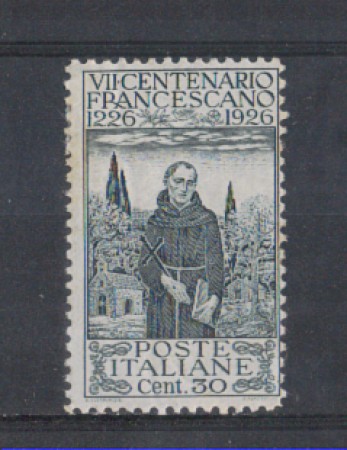 1926 - LOTTO/REG198L - REGNO - 30c. S.FRANCESCO D.11 -T/L