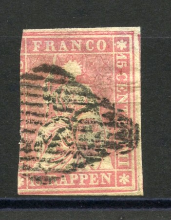 1854/62 - SVIZZERA -  LOTTO/33999 - 15 RAPPEN ROSA - USATO - 