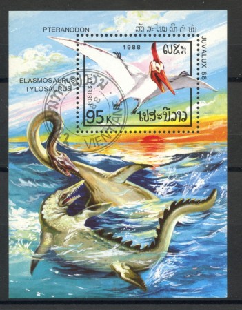 1988 - LAOS - EXPO FILATELICA JUVALUX - FOGLIETTO USATO - LOTTO/36064