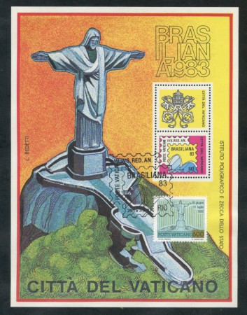 1983  CITTA DEL VATICANO - LOTTO/1775 - BRASILIANA 83 - FOGLIETTO ERINNOFILO USATO