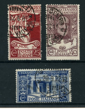 1922 - LOTTO/24428 - REGNO - GIUSEPPE MAZZINI 3v. - USATI