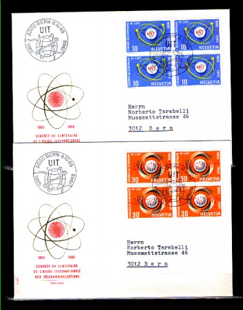 1965 - LBF/3977 - SVIZZERA - CENTENARIO U.I.T. - 2 BUSTE