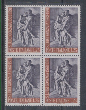 1968 - LOTTO/6502Q - REPUBBLICA S.LUIGI GONZAGA - QUARTINA