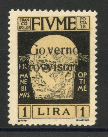 1921 - FIUME - LOTTO/39784 - 1 LIRA GOVERNO PROVVISORIO - NUOVO