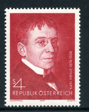 1974 - AUSTRIA - KARL KRAUS - NUOVO - LOTTO/28005