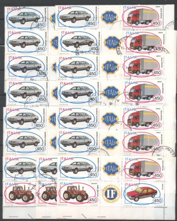 1984 - REPUBBLICA - LOTTO/48405 - COSTRUZIONI AUTOMOBILISTICHE 4v. - 15 BLOCCHI USATI