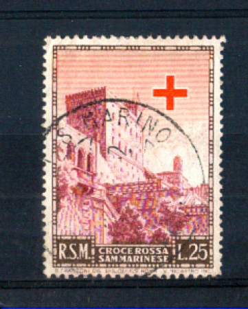 1951 - LOTTO/RSM369U - SAN MARINO - 25 LIRE PRO CROCE ROSSA USATO