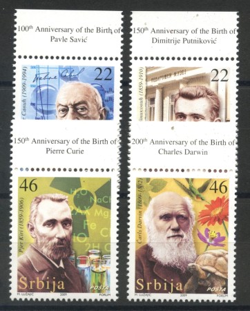 2009 - SERBIA REPUBBLICA - SCIENZIATI  4v. - NUOVI - LOTTO/35127