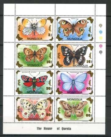 1993 - MONGOLIA - LOTTO/19870 -  FARFALLE 8v. - NUOVI