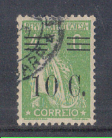 1928 - LOTTO/9682FU - PORTOGALLO - 10c. SU 4c. VERDE - USATO