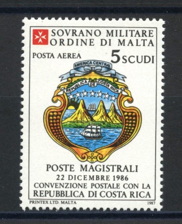1987 - LOTTO/39273 - SMOM - P/A CONVENZIONE COSTA RICA 1v.- NUOVO