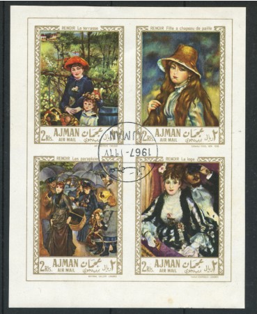 1967 - AJMAN - LOTTO/20473 - QUADRI DI RENOIR - FOGLIETTO USATO