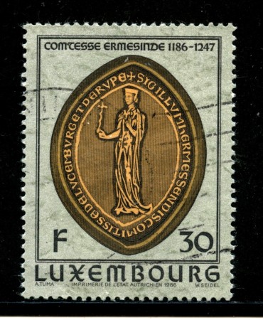 1986 - LUSSEMBURGO - 30 Fr. CONTESSA ERMESINDE - USATO - LOTTO/29921