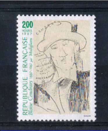 1987 - LOTTO/FRA2491N - FRANCIA - 2 Fr. BLAISE CENDRARS - NUOVO