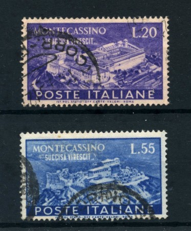 1951 - REPUBBLICA - ABBAZIA DI MONTECASSINO 2v. - USATI - LOTTO/25266
