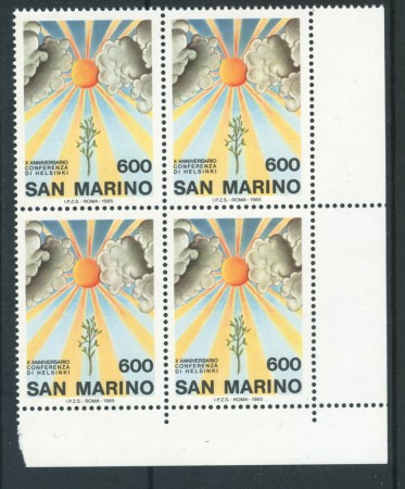 1985 - LOTTO/8055Q - SAN MARINO - CONFERENZA DI HELSINKI - QUARTINA NUOVI