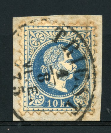 1874 - LOTTO/14158 - AUSTRIA - 10 Kr. AZZURRO USATO SU FRAMMENTO