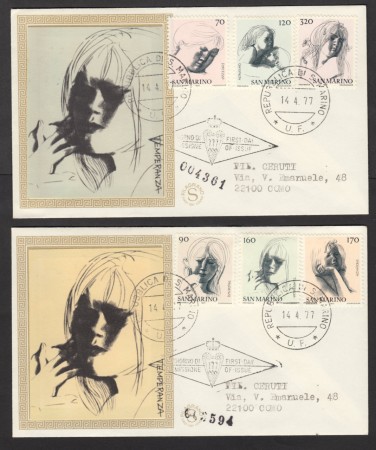 1977 - LOTTO/18409 - SAN MARINO - VIRTU CIVILI - 2 FDC
