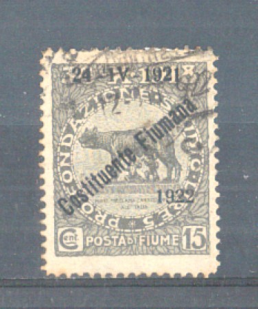 1922 - LOTTO/FIU166U - FIUME - 15c. ARDESIA - USATO