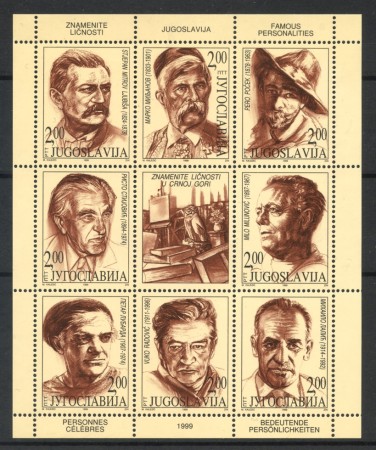 1999 - JUGOSLAVIA - PERSONALITA' MONTENEGRINE  8v. - NUOVI - LOTTO/35511