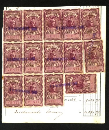 1946 - ITALIA - LOTTO/42953 - RICEVUTA CON 14 MARCHE DA 20 LIRE IMPOSTA SULL'ENTRATA