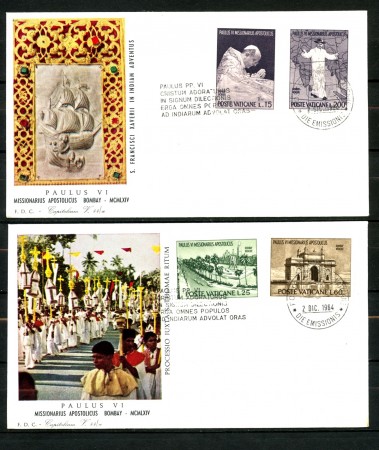 1964 - VATICANO - IL PAPA IN INDIA - 2 BUSTE FDC CAPITOLIUM - LOTTO/27674