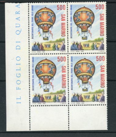 1983 - LOTTO/8038Q - SAN MARINO - PRIMOLO MONGOLFIERA - QUARTINA