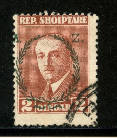1927 - ALBANIA - 2q. BRUNO AHMED ZOGOU SOPRASTAMPATO - USATO - LOTTO/29626