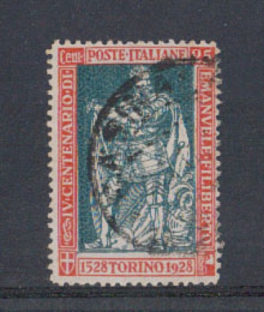 1928 - LOTTO/REG231UA - REGNO - 25c. E.FILIBERTO D.13 - USATO