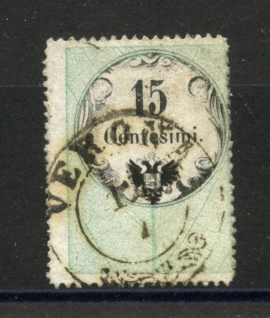 1854 - LOMBARDO VENETO - LOTTO/40538 - 15 Cent. MARCA DA BOLLO USATA PER POSTA