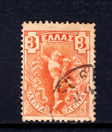 1901 - GRECIA - 3 l. ARANCIO MERCURIO - USATO - LOTTO/32293