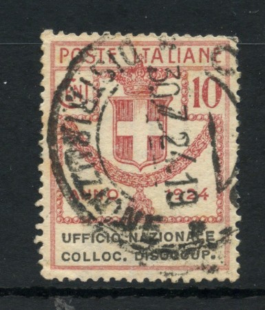 1924 - REGNO - LOTTO/48188B - 10 CENT. PARASTATALI UFF. NAZ. COLLOCAMENTO DISOCCUPATI - USATO