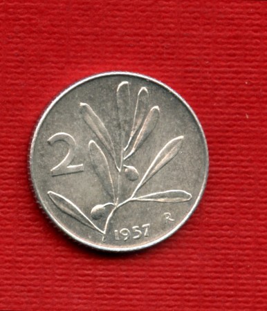 1957 - LOTTO/M22552 - REPUBBLICA - 2 LIRE APE/ULIVO