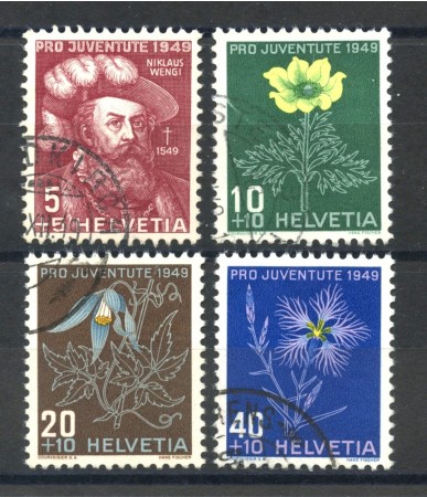 1949 - LOTTO/39399 - SVIZZERA - PRO JUVENTUTE 4v. - USATI