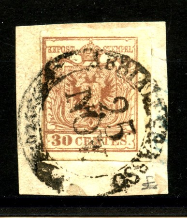 1853/54 - LOMBARDO VENETO - LOTTO/40504 - 30 Centesimi BRUNO GRGIASTRO II° TIPO - USATO  ABBIATEGRASSO