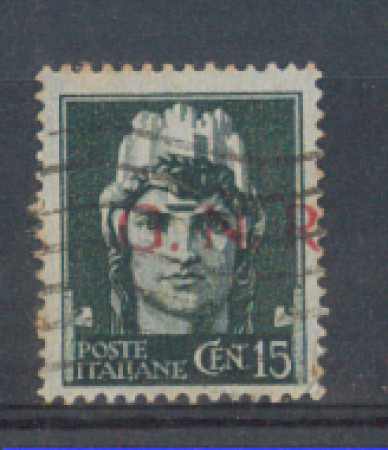 1944 - LOTTO/RSI472UV - RSI -  15c. VERDE SOPRASTAMPATO - VARIET