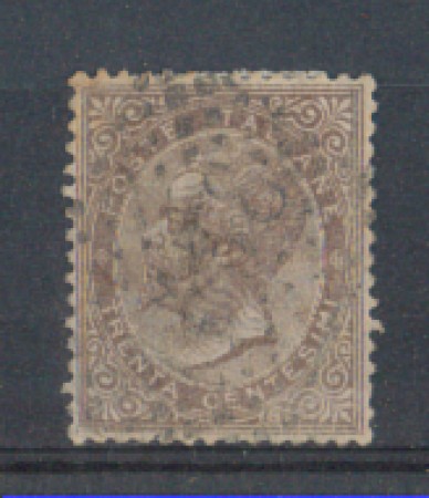 1863 - LOTTO/REG19BU - REGNO - 30c. BRUNO - USATO