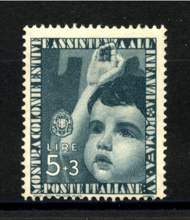 1937 - REGNO - 5+3 LIRE COLONIE ESTIVE CON TRACCIA DI LINGUELLA - LOTTO/36002